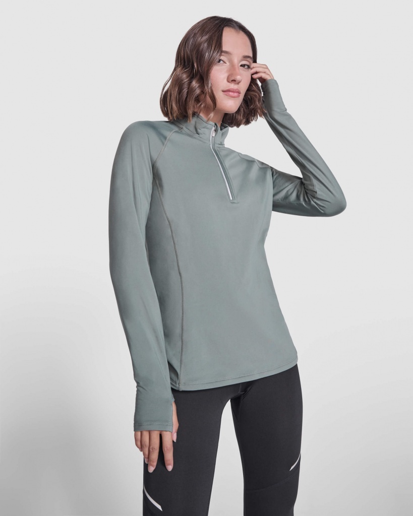 ESTAMBUL WOMAN - Damska ranglanowa techniczna bluza dresowa z długim rękawem, zapinana do połowy na zamek, 200 g/m².