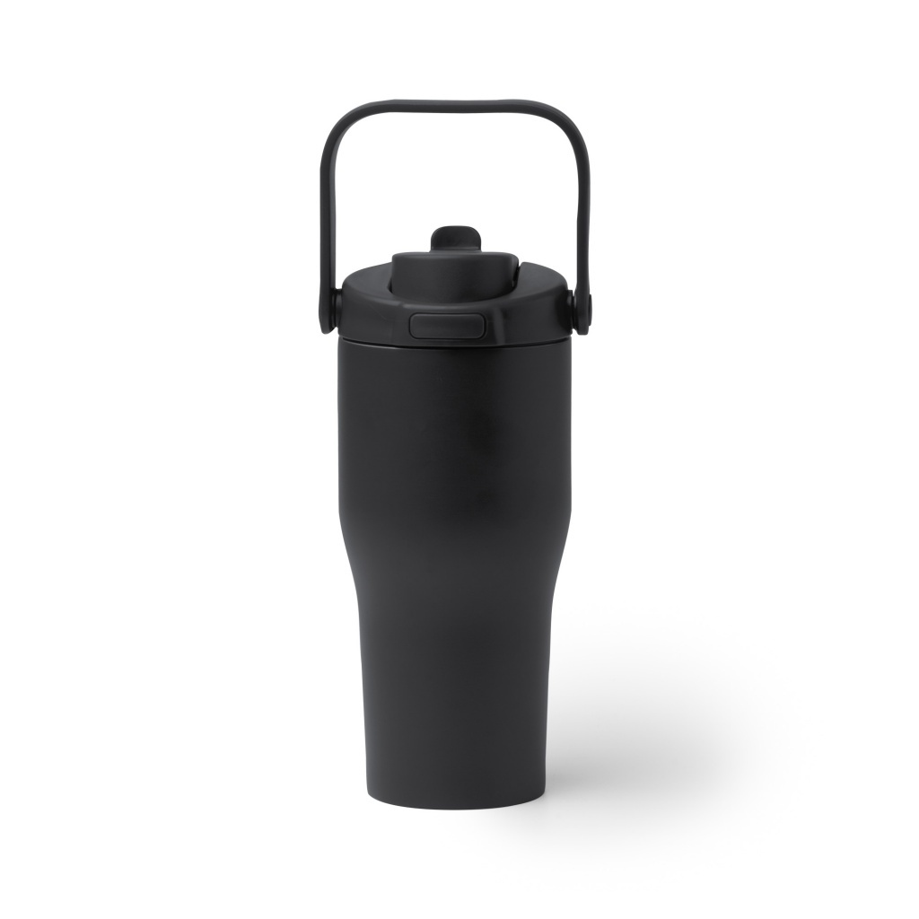 MAPET - Kubek termiczny ze stali nierdzewnej z recyklingu ze słomką i uchwytem, 550ml