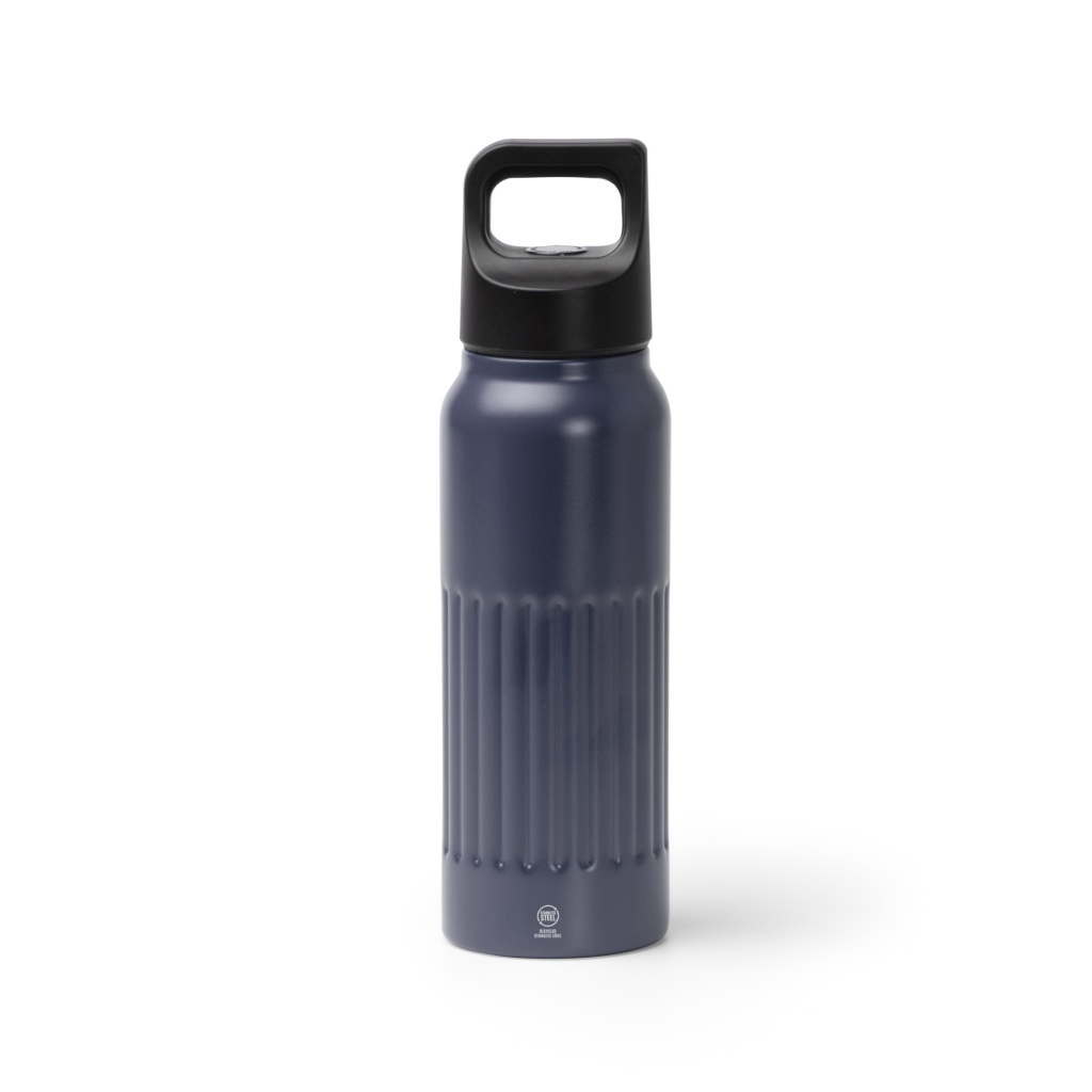 MORONI - Butelka z podwójnymi ściankami ze stali nierdzewnej z recyklingu z uchwytem i otwarciem na przycisk, 500ml